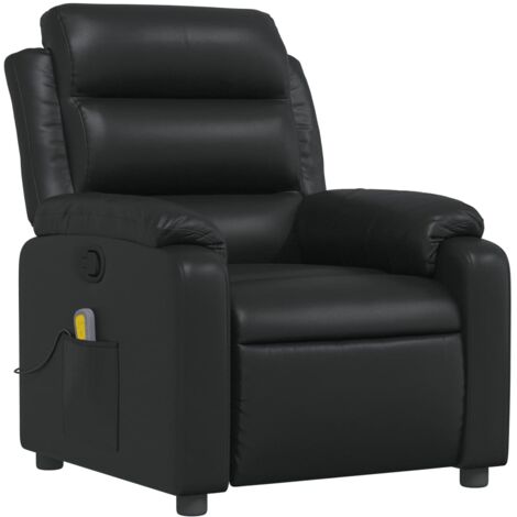 Sillón de relajación TV función masaje reclinable 6 puntos de masaje en PVC negro DEC027031