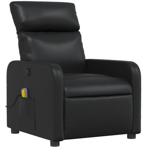 Sillón de relajación TV función masaje reclinable 6 puntos de masaje en PVC negro DEC027032