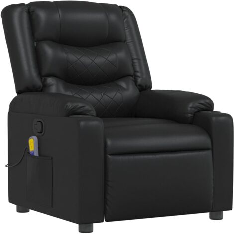 Sillón de relajación TV función masaje reclinable 6 puntos de masaje en PVC negro DEC027039