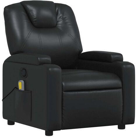 Sillón de relajación TV función masaje reclinable 6 puntos de masaje en PVC negro DEC027041