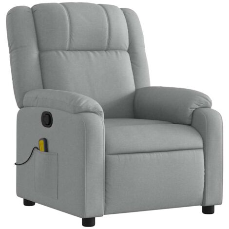 Sillón de relajación TV función masaje reclinable 6 puntos de masaje en tela gris claro DEC026908