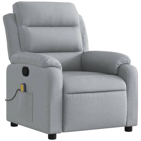Sillón de relajación TV función masaje reclinable 6 puntos de masaje en tela gris claro DEC026917