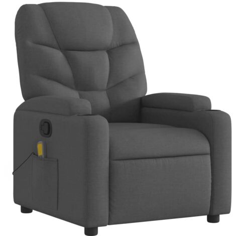 Sillón de relajación TV función masaje reclinable 6 puntos de masaje en tela gris oscuro DEC026944
