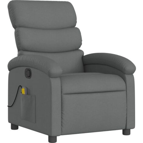 Sillón de relajación TV función masaje reclinable 6 puntos de masaje en tela gris oscuro DEC026949