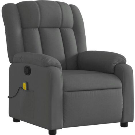 Sillón de relajación TV función masaje reclinable 6 puntos de masaje en tela gris oscuro DEC026961