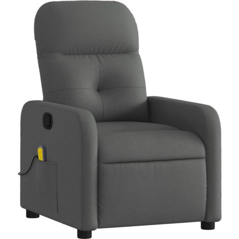 Sillón de relajación TV función masaje reclinable 6 puntos de masaje en tela gris oscuro DEC026963