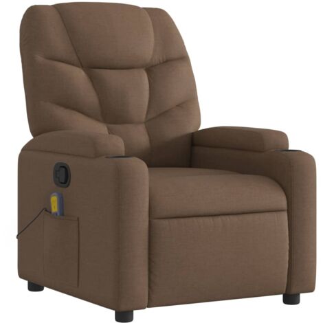 Sillón de relajación TV función masaje reclinable 6 puntos de masaje en tela marrón DEC027008