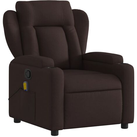 Sillón de relajación TV función masaje reclinable 6 puntos de masaje en tela marrón oscuro DEC026986
