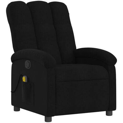 Sillón de relajación TV función masaje reclinable 6 puntos de masaje en tela negra DEC027065
