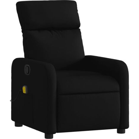 Sillón de relajación TV función masaje reclinable 6 puntos de masaje en tela negra DEC027071