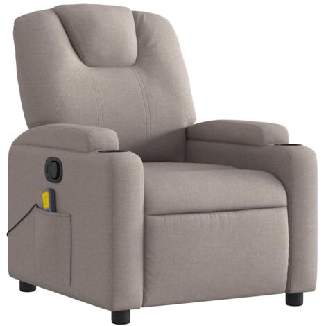 Sillón de relajación TV función masaje reclinable 6 puntos de masaje en tela topo DEC027106