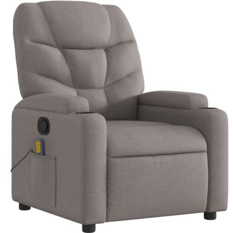 Sillón de relajación TV función masaje reclinable 6 puntos de masaje en tela topo DEC027112