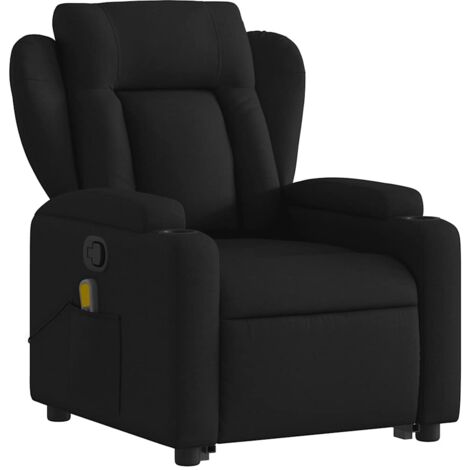 Sillón de relajación TV función masaje reclinable elevación eléctrica en tela negra DEC027064