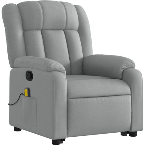 Sillón de relajación TV función masaje reclinable masaje por vibración por 6 puntos en tejido tejido gris claro DEC026920
