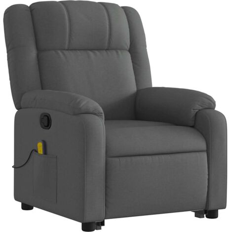 Sillón de relajación TV función masaje reclinable masaje por vibración por 6 puntos en tela gris oscuro DEC026937