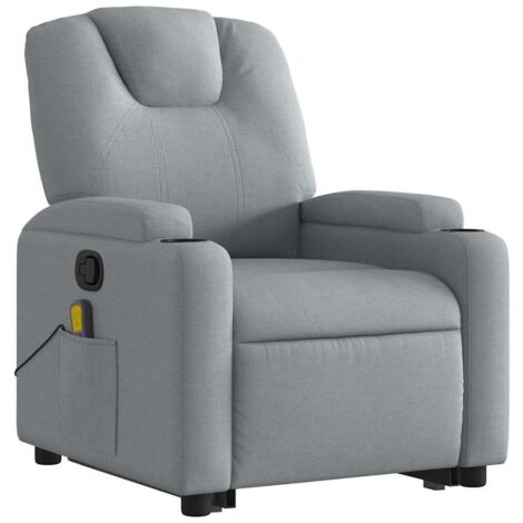 Sillón de relax con función de masaje, reclinable, masaje vibratorio de 6 puntos en tela gris claro DEC026906