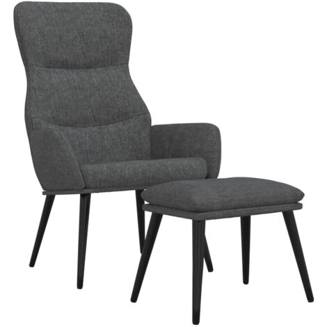 Sillón de relax con reposapiés de tela gris oscuro vidaXL