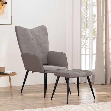 Sillón de relax con reposapiés de tela gris taupe