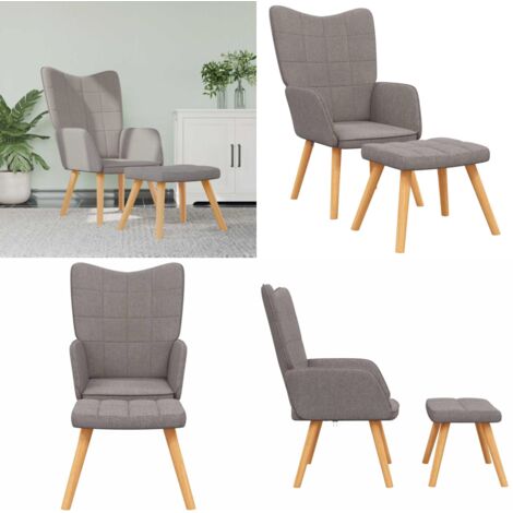 Sillón de relax con reposapiés de tela gris taupé - Silla de oficina - Silla con taburete