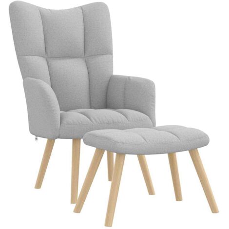 Sillón de relax con reposapiés tela gris nube
