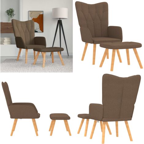 Sillón de relax con reposapiés tela marrón - Silla con reposapiés - Silla de comedor