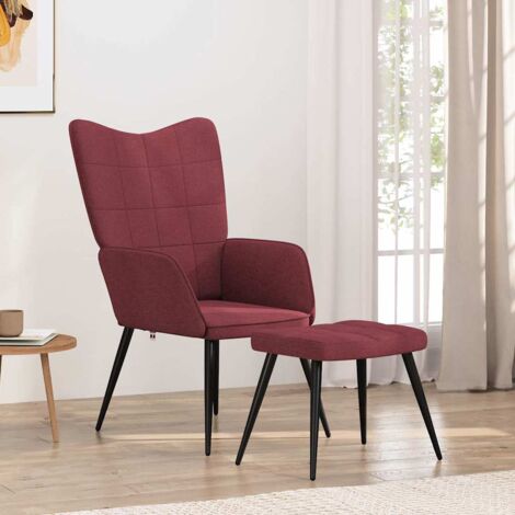 Sillón de relax con reposapiés tela rojo tinto