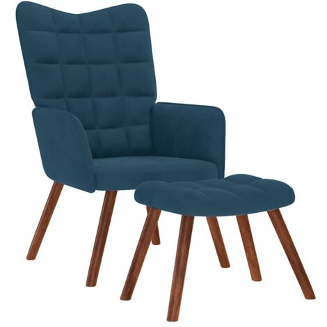 Sillón de relax con reposapiés terciopelo azul