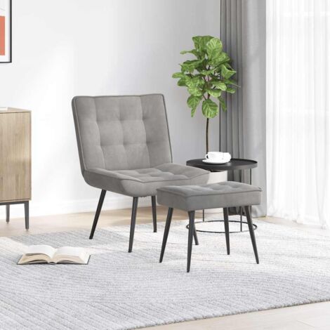 Sillón de relax con reposapiés terciopelo gris claro