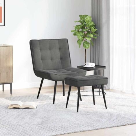 Sillón de relax con reposapiés terciopelo gris oscuro