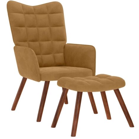Sillón de relax con reposapiés terciopelo marrón
