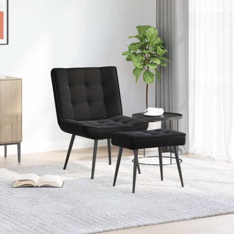 Sillón de relax con reposapiés terciopelo negro