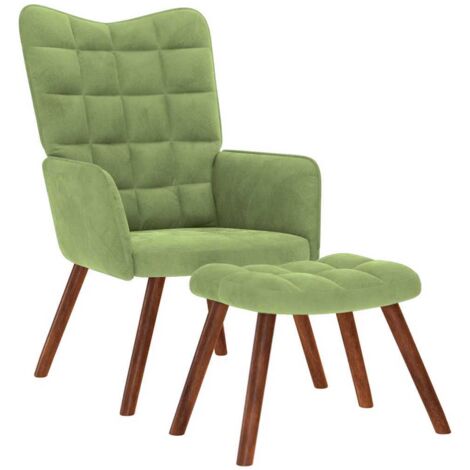 Sillón de relax con reposapiés terciopelo verde claro vidaXL