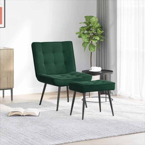 Sillón de relax con reposapiés terciopelo verde oscuro