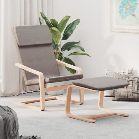 Sillón de relax con taburete de tela gris taupé