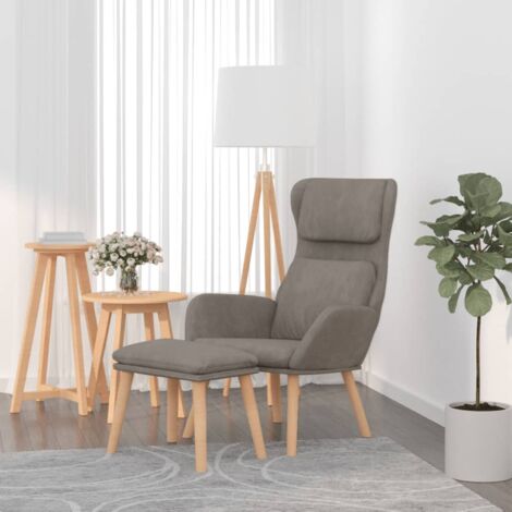 Sillón de relax con taburete de terciopelo gris claro