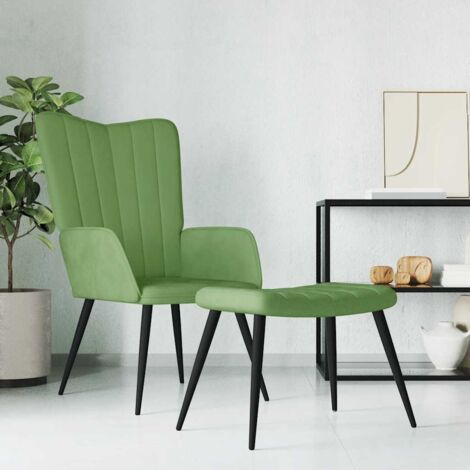 Sillón de relax con taburete de terciopelo verde claro