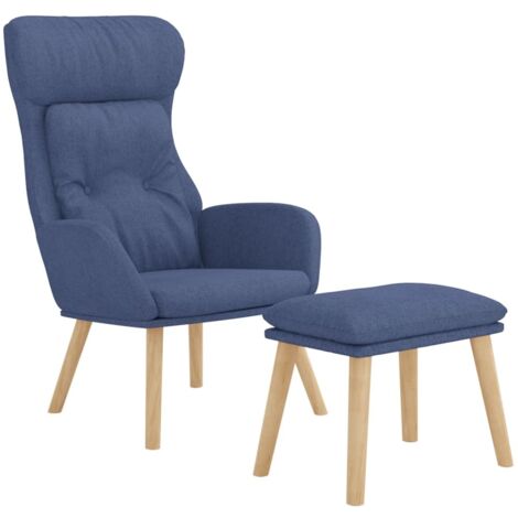 Sillón de relax con taburete tela azul vidaXL