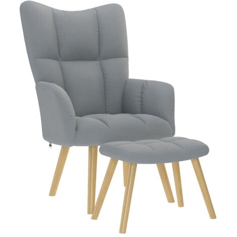 Sillón de relax con taburete tela gris claro