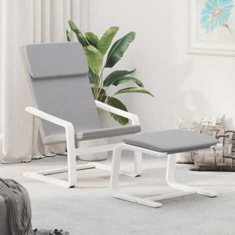Sillón de relax con taburete tela gris claro