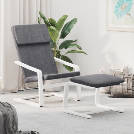 Sillón de relax con taburete tela gris oscuro vidaXL