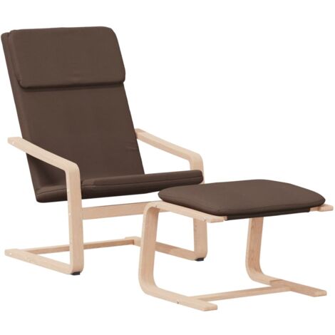 Sillón de relax con taburete tela marrón oscuro vidaXL