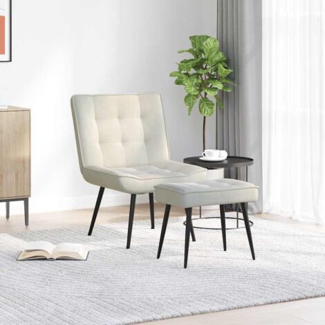Sillón de relax con taburete terciopelo crema