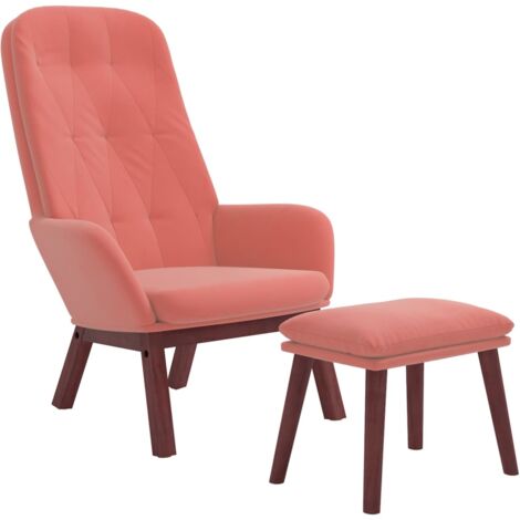Sillón de relax con taburete terciopelo rosa vidaXL