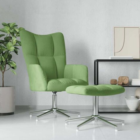 Sillón de relax con taburete terciopelo verde claro