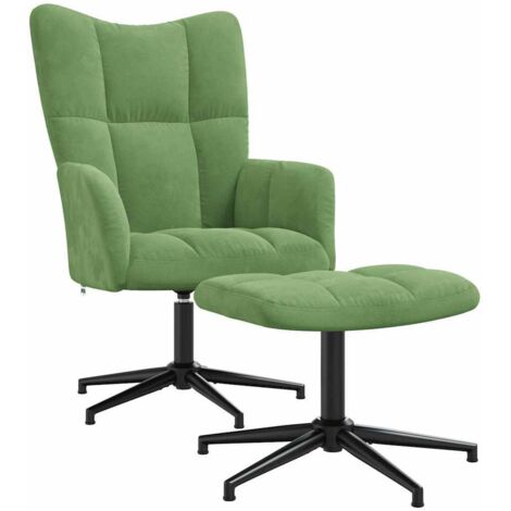 Sillón de relax con taburete terciopelo verde claro vidaXL