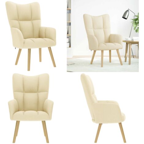 Sillón de relax de tela color crema - Asiento cómodo - Tela de poliéster
