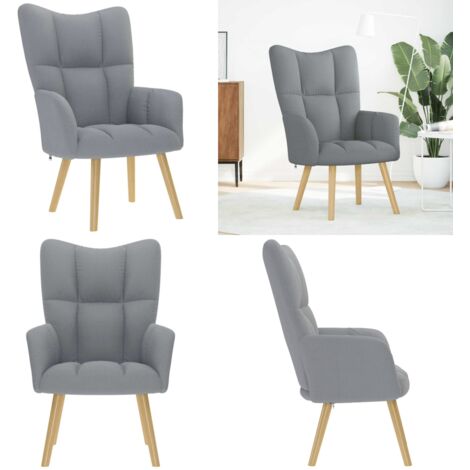 Sillón de relax de tela gris claro - Asiento cómodo - Tela gris claro