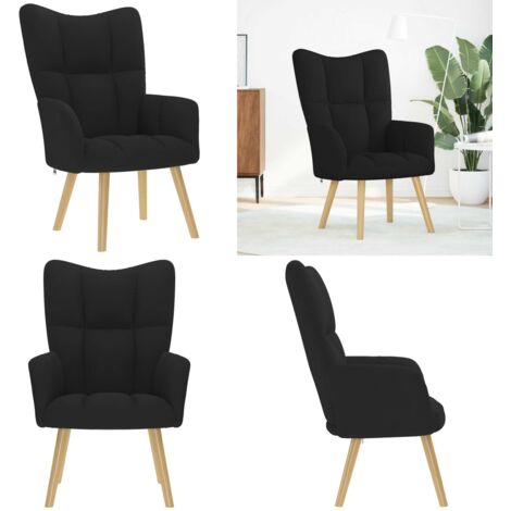 Sillón de relax de tela negro - Asiento cómodo - Tela de poliéster