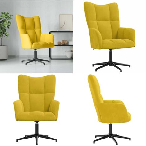 Sillón de relax de terciopelo amarillo mostaza - Silla de oficina - Silla de terciopelo