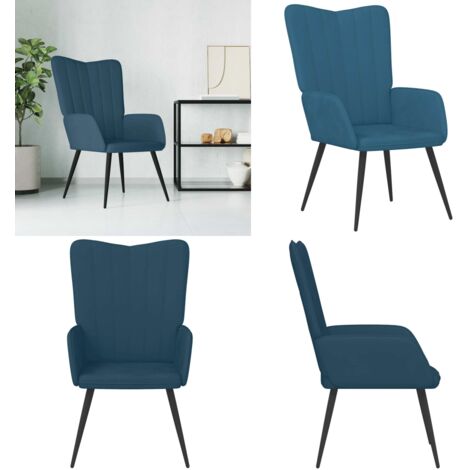 Sillón de relax de terciopelo azul - Silla de terciopelo - Silla de casa